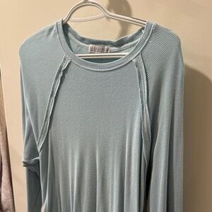 PJ Salvage Sky Blue Ribbed Long Sleeve Shirt